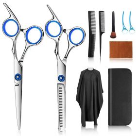 Hair Cutting Scissors Kits, 10 Pcs Stainless Steel Hairdressing Shears Set Professional Thinning Scissors For Barber/Salon/Home/Men/Women/Kids/Adults