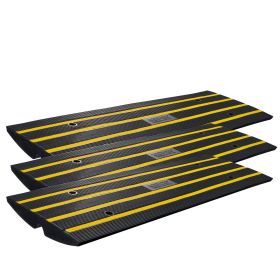VEVOR Curb Ramp, 3 Pack Rubber Driveway Ramps, Heavy Duty 33069 lbs Weight Capacity Threshold Ramp, 2.6-inch High Curbside Bridge Ramps for Loading Do
