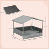 PawHut Wicker Dog House Outdoor Canopy Rattan Bed Water-resistant Cushion Gray