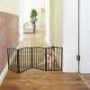 Pet Gate - Dog Gate for Doorways, Stairs or House - Freestanding, Folding, brown, Arc Wooden--Self-pick up is not supported.
