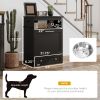PawHut Pet Feeder Station Storage Cabinet, Dog Food Storage Container with Dog Raised Bowls, Watering Supplies, Black