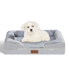 Orthopedic Dog Bed With High Support For Small And Large Breeds - Breathable, Waterproof Memory Foam Bed With Elevated Sides, Featuring A Removable An (Color: Gray, size: L)